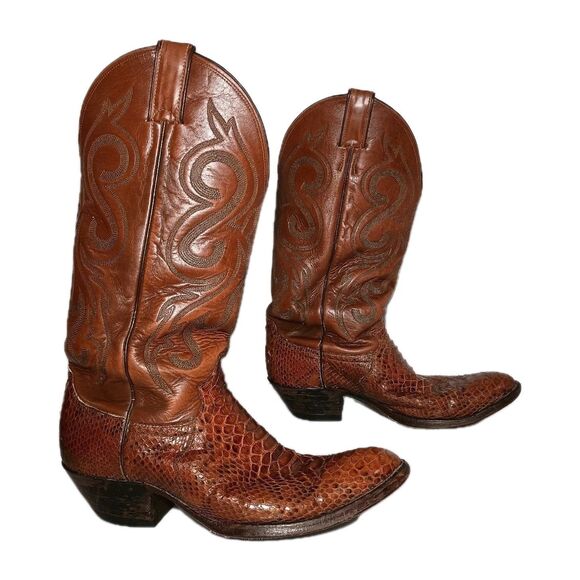 Justin Western Mens Cowboy Boots Python Skin Men’s 8.5 D. Burgundy Leather main image 6